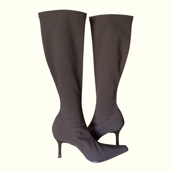 Martinez Valero Chocolate Brown Stretch Lycra Point Toe Boots size 7.5 - Picture 7 of 9